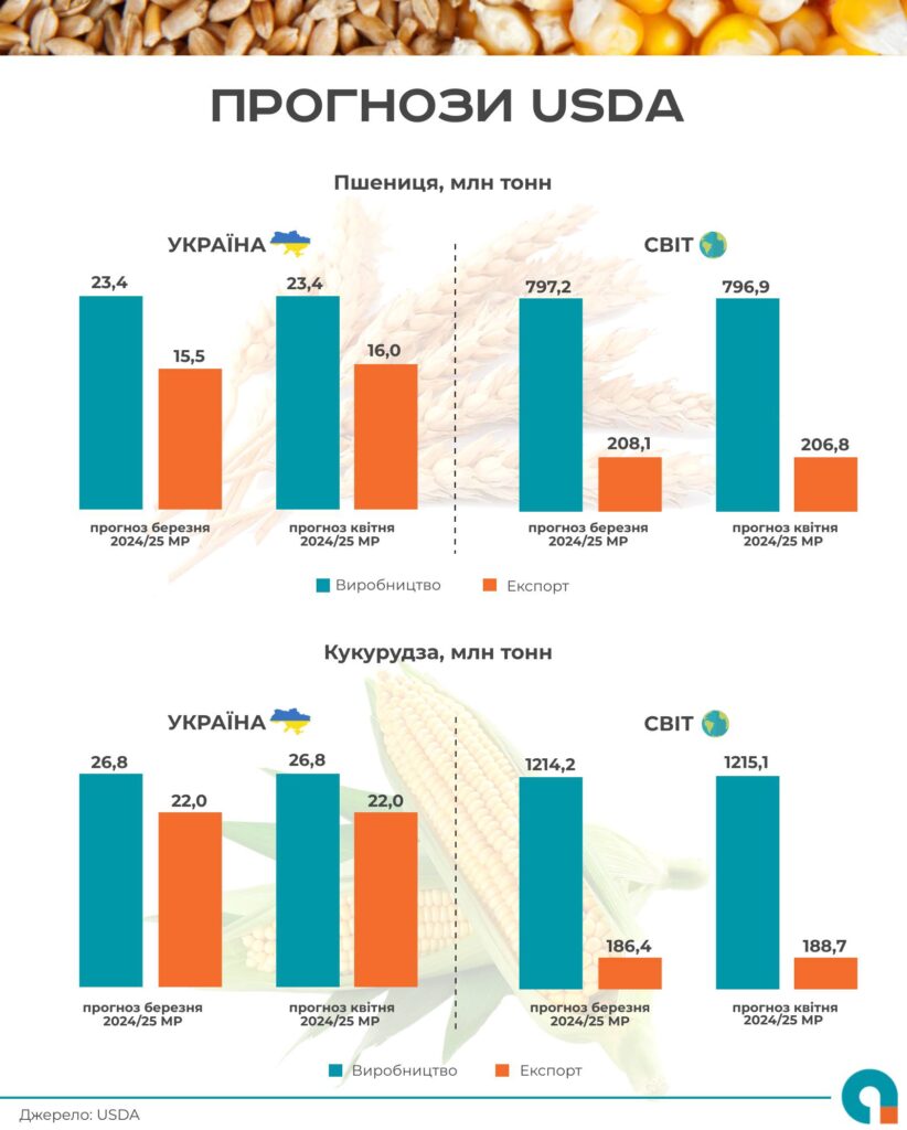 USDA збільшив обсяги експорту української пшениці в 2024/25 МР