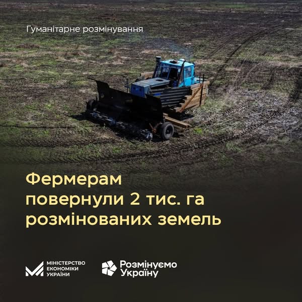 Держпрограма компенсації розмінування агроземель: фермерам повернули більше 2 тис. га угідь