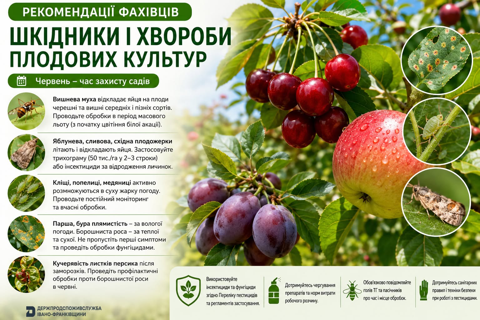 У садах Івано-Франківщини прогнозують масовий розвиток шкідників у червні
